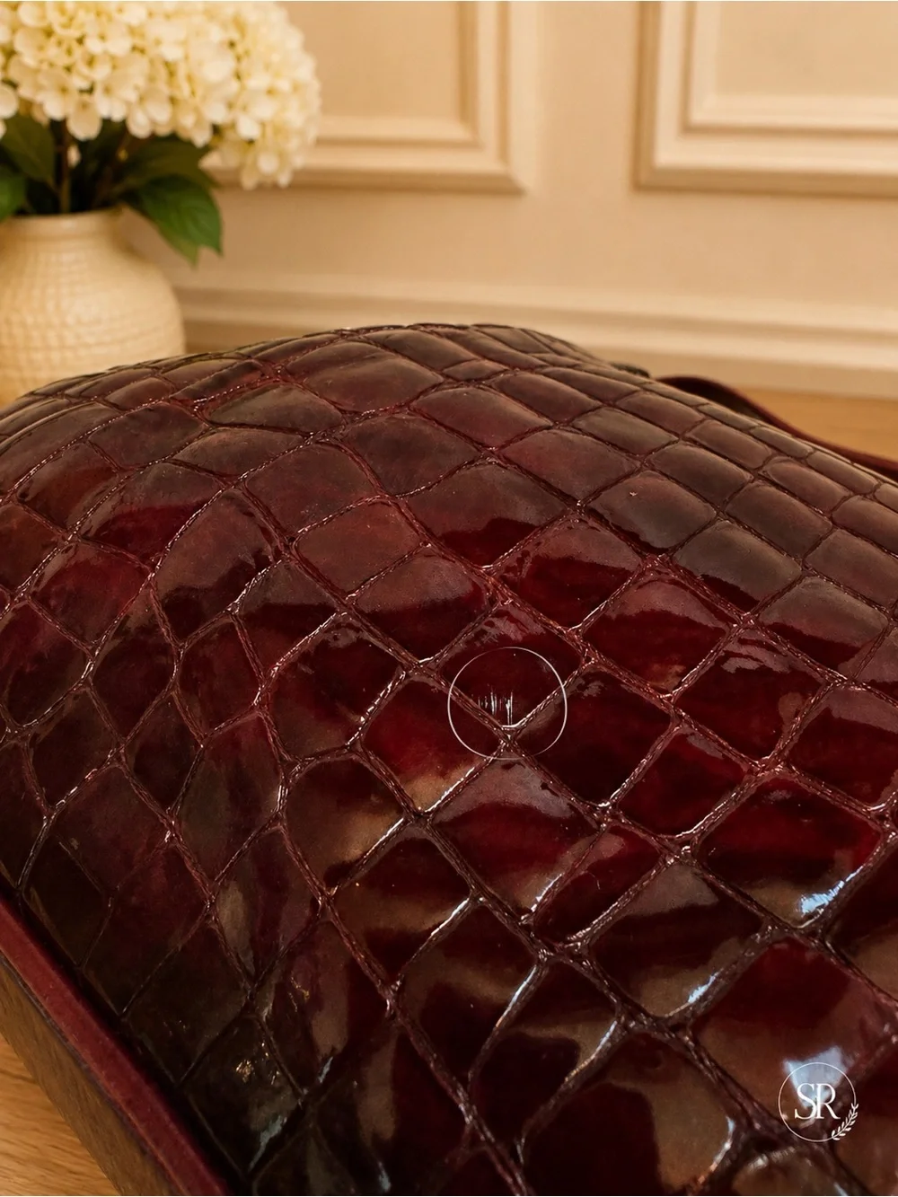 Brighton Croc-Embossed Shoulder Bag in Burgundy